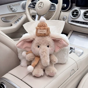 Cartoon elephant car creative seat back tissue holder, multifunctional tissue box for car armrest, car tissue box