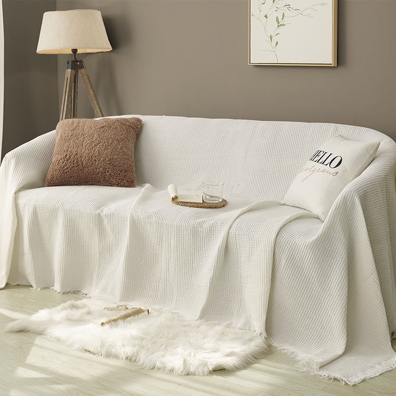 Description Picture 5 of itemWoven Cotton Sofa Cover Blanket White Grey Sofa Towel for Living Room Furniture Decor Tapestry Couch Cover