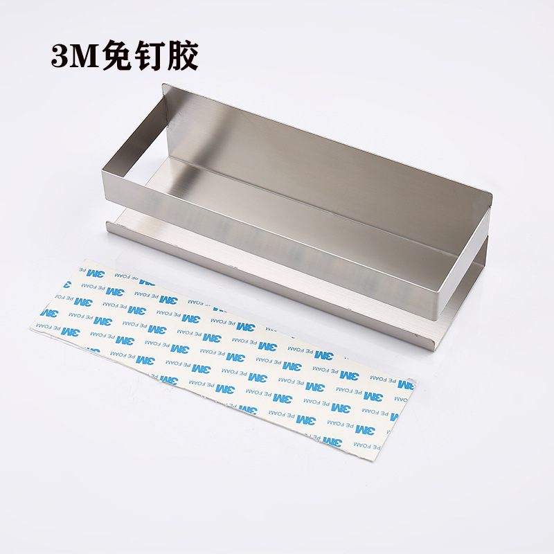 厨房加厚黑色304不锈钢钢置物架免打孔浴室卫生间置物板单层挂件