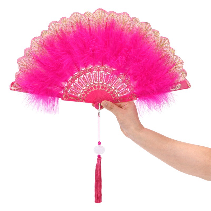 Lolita nuevo clásico ventilador plegable en línea popular estilo retro baile cheongsam pasarela Palacio fan Hada chica ventilador de plumas