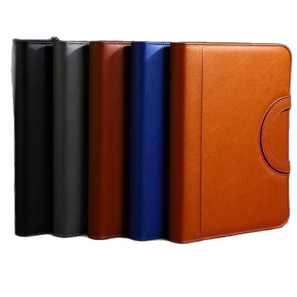 多機能ポータブルマネージャーフォルダージッパー pu ビジネスレザーピンフォルダー卸売 a4 ルーズリーフフォルダーは携帯電話を収納できます