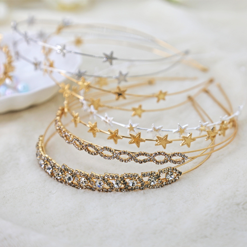 Vintage hairband French Super fairy hair accessories metal rhinestone butterfly hairpin thin edge simple occasional jewelry headband wholesale
