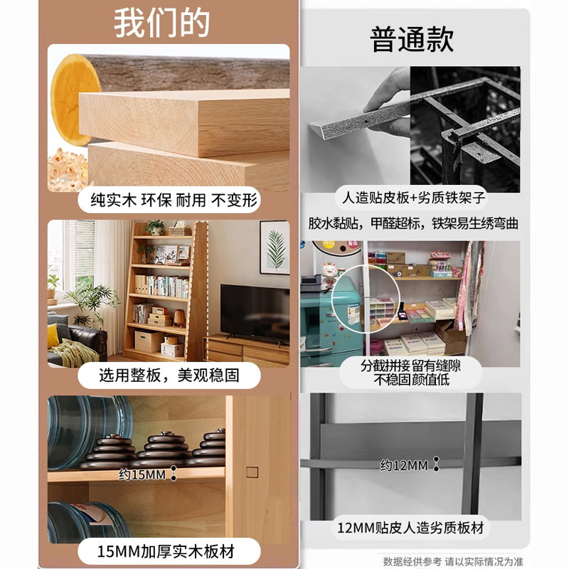 無垢材本棚床置き収納ラック台形収納収納ラック一体型壁掛けホームリビングルームディスプレイスリム本棚|undefined