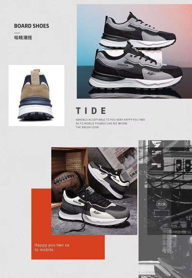Giày thể thao nam lưới thoáng khí đế dày tăng chiều cao, giày sneaker thời trang đi làm — 3637 trắng xanh lam, 3637 đen xám chi tiết 2