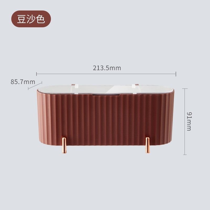 カウンタートップ電気メッキ化粧品収納ボックス綿棒防塵収納ボックス透明蓋付き化粧綿美容卵収納ボックス|undefined
