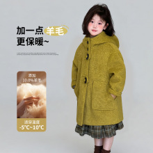 图图小象女童外套秋冬款2025新款儿童中长款外套亲子加厚保暖大衣