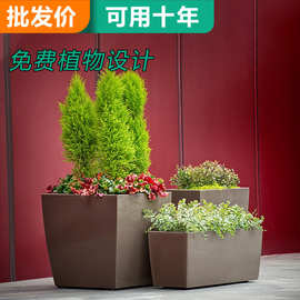 户外不锈钢花箱组合阳台嵌入式种植箱墙角半圆花盆圆弧形造景花池