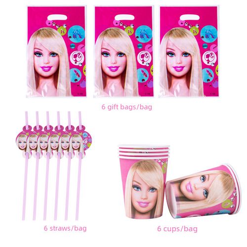 Children's Birthday Barbie Princess Party Supplies Eco-Friendly Paper Tableware Princess Theme Single Item