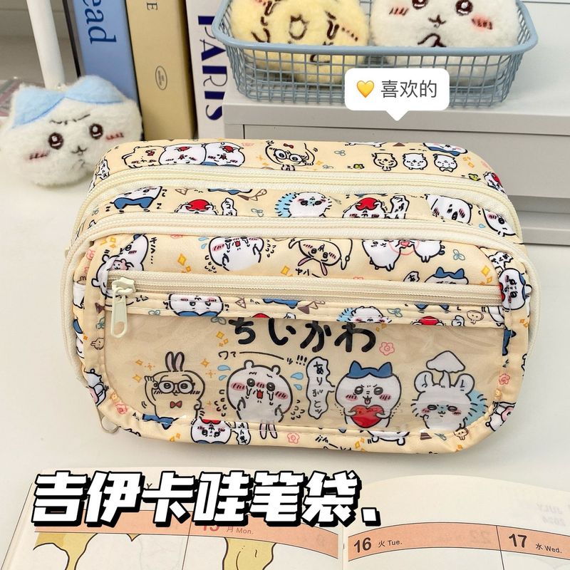 Jiyikawa ペンシルバッグ ins 高価値文具バッグ大容量学生筆箱多機能化粧品バッグ|undefined