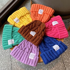 ニットの女性の帽子冬の厚手のファッションの保温麻の花の韓国版の復古の百合の耳の毛糸の帽子の山