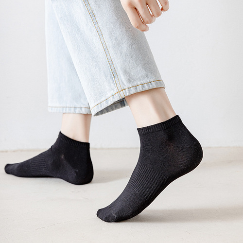 Summer socks for men and women, couple socks, solid color boat socks, women's wholesale invisible low-cut short socks, versatile cotton socks