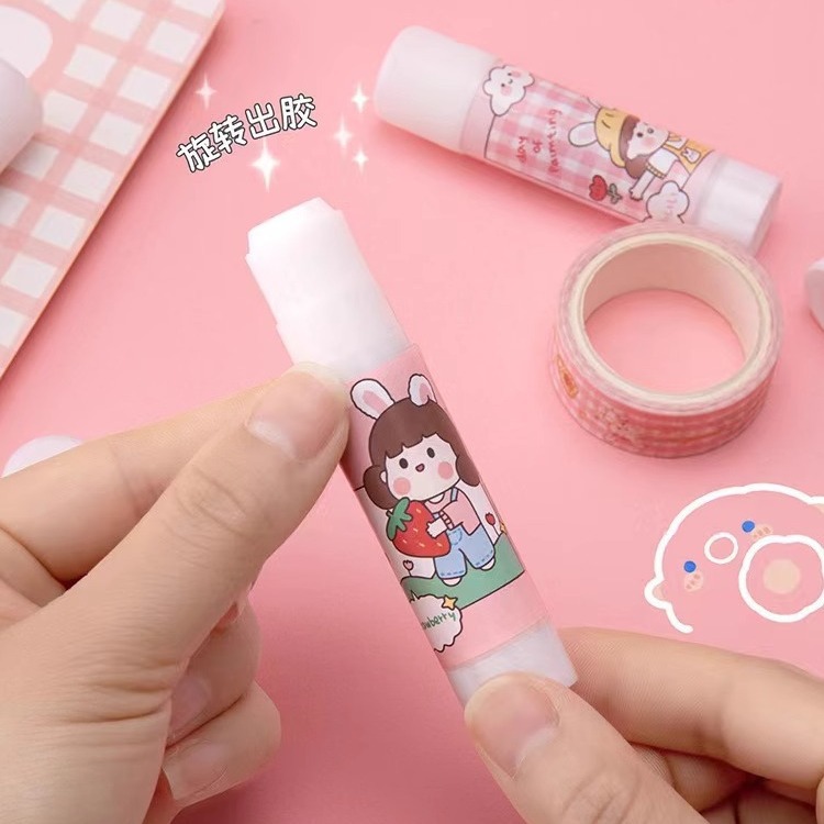 Varilla de pegamento sólido de dibujos animados pegamento sólido hecho a mano suministros de oficina pegamento para estudiantes fábrica de pegamento sólido blanco al por mayor