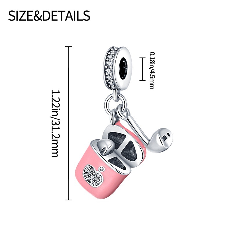 1 Piece Hole 4~4.9mm White Copper Zircon Silver Plated Earphones Pendant display picture 4
