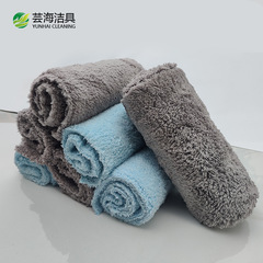 Thickened coral velvet car wash towel, microfiber absorbent car rag, car wiping towel, small square towel, cleaning supplies
