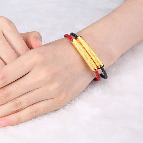 Vietnamese sand gold Prajna Heart Sutra bent tube bracelet necklace brass gold-plated Heart Sutra transfer tube ethnic style couple bracelet