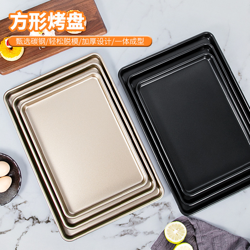 Manufacturer's Ready-Made Rectangular Carbon Steel Gold Non-Stick Baking Pan Household Oven Non-Stick Cake Roll Mold Baking Tool Manufacturer's Ready-Made Rectangular Carbon Steel Gold Non-Stick Baking Pan Household Oven Non-Stick Cake Roll Mold Baking Tool