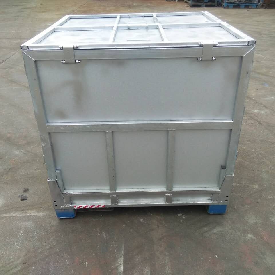 IBC吨桶配合液体袋使用可折叠金属带盖周转箱干净卫生节能高效