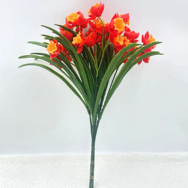 Simulación de flores sensación de pegamento blando decoración de la sala de estar 5 horquilla mano