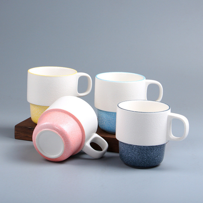 Taza de estilo japonés Taza apilada Yuxue Longling Copo de nieve Taza de porcelana vidriada Taza de agua Taza de pareja