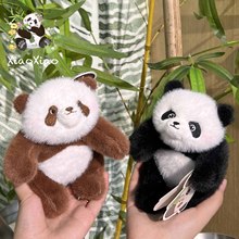 可爱卡通呆萌毛绒熊猫掌中宝花花七仔创意迷你玩偶小公仔