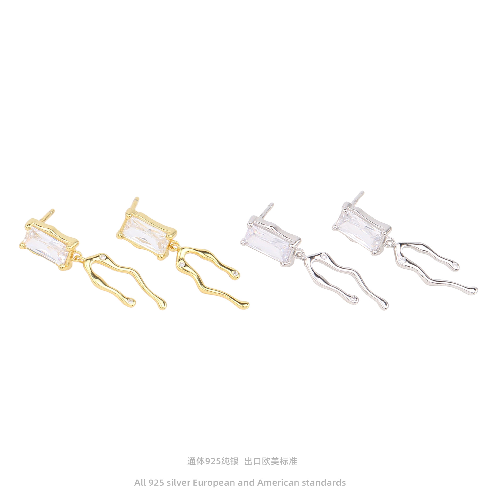 fashionable square trend earrings with zircon