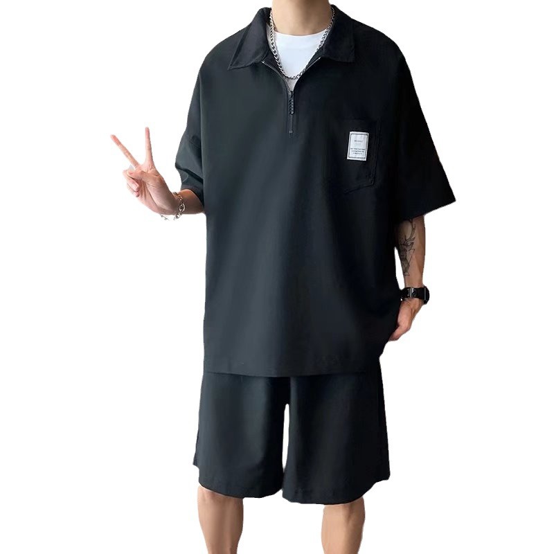 Tendencia verano solapa manga corta camisa POLO hombre japonés estilo universitario juvenil suelto casual pareja camisa de camiseta