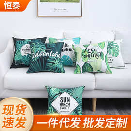 2020新款数码印花仿亚麻抱枕套北欧风抱枕 ins防水床头靠枕靠背