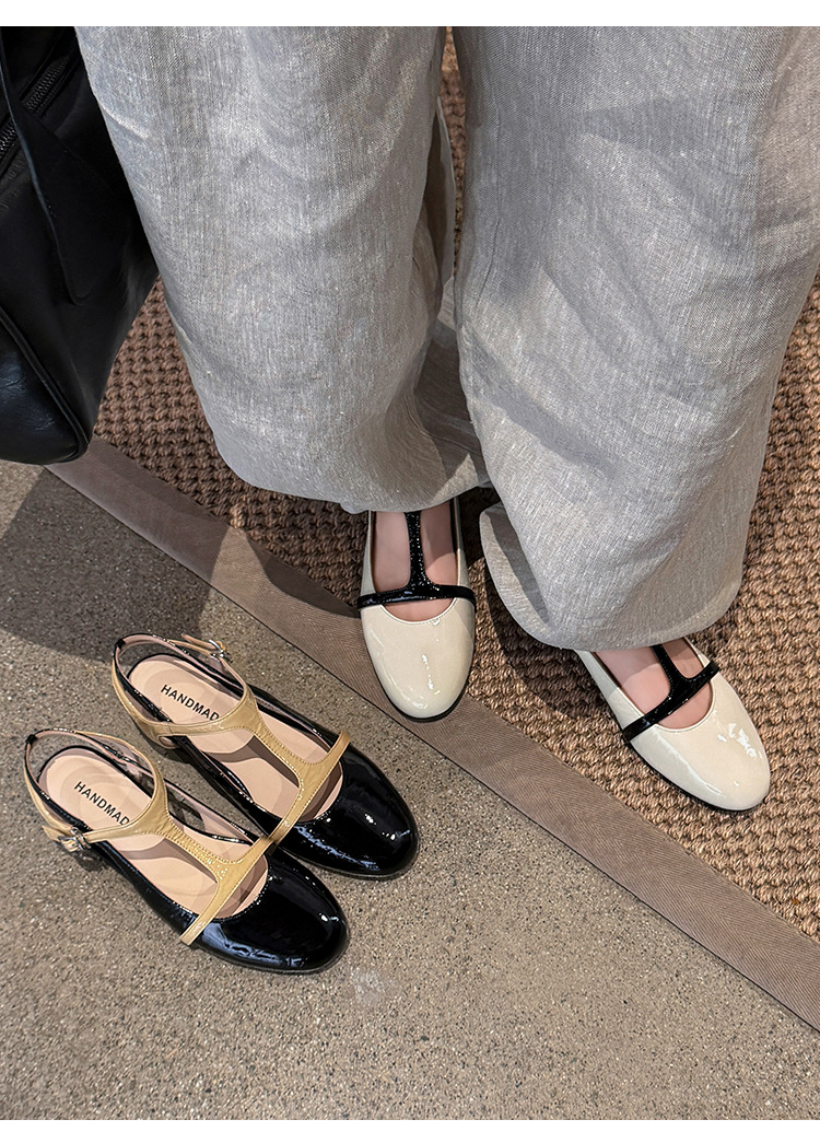 Sandal nữ quai chữ T đế bệt phối màu thời trang — đen chi tiết 1