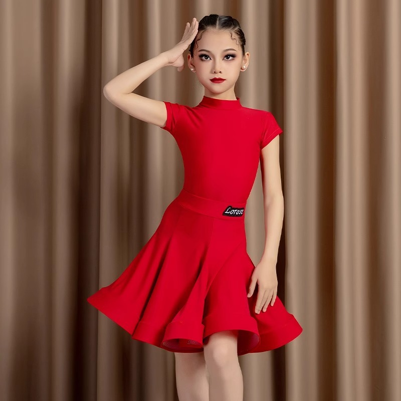 新しい子供用ラテンダンス服、標準競技服、女の子専門規定競技服、高級子供用パフォーマンス服、スプリット|undefined