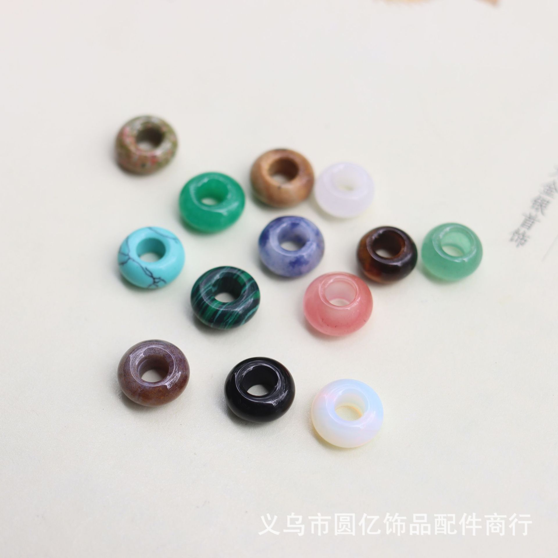 批发 天然石6*10mm大孔珠 中孔隔片手链项链隔珠配饰 饰品diy配件