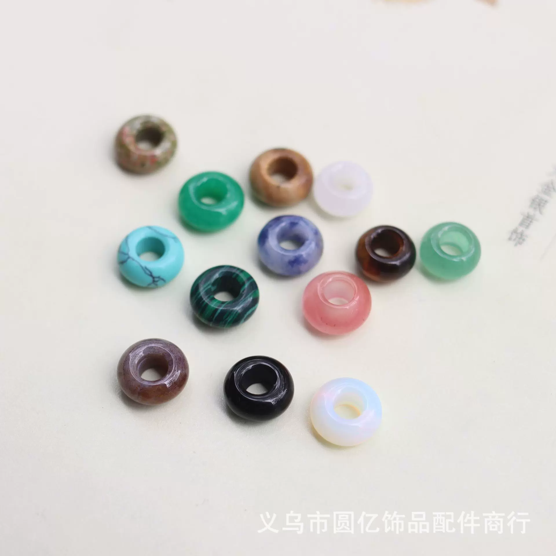 批发 天然石6*10mm大孔珠 中孔隔片手链项链隔珠配饰 饰品diy配件