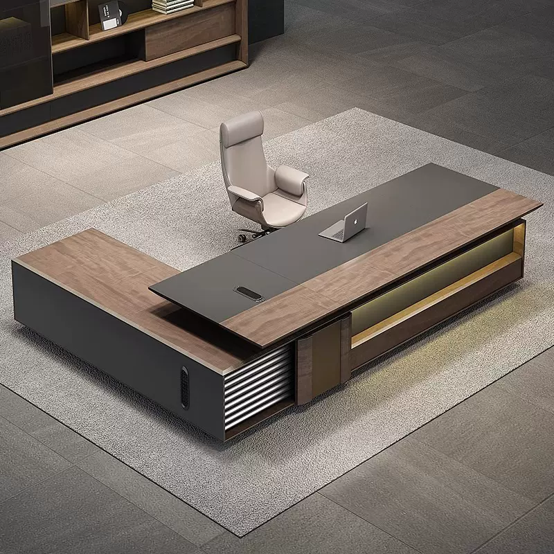 简约现代办公室家具老板桌办公桌总裁办公室大气班台办公桌椅组合