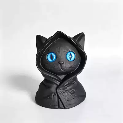 Car ornaments Ornaments, High-Quality Dark Night - 8x6-blue-eyed-little-black-cat-car-ornament