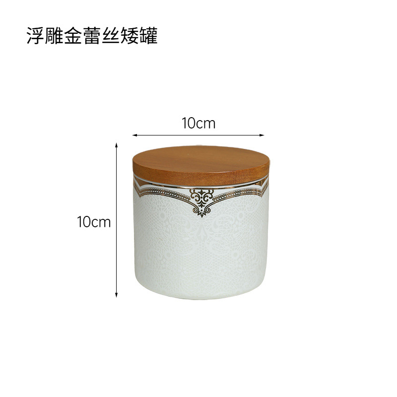 Tarro de almacenamiento de cerámica con patrón en relieve moderno, tarro sellado de granos varios, adornos de decoración, tarro de té grande para el hogar y la cocina