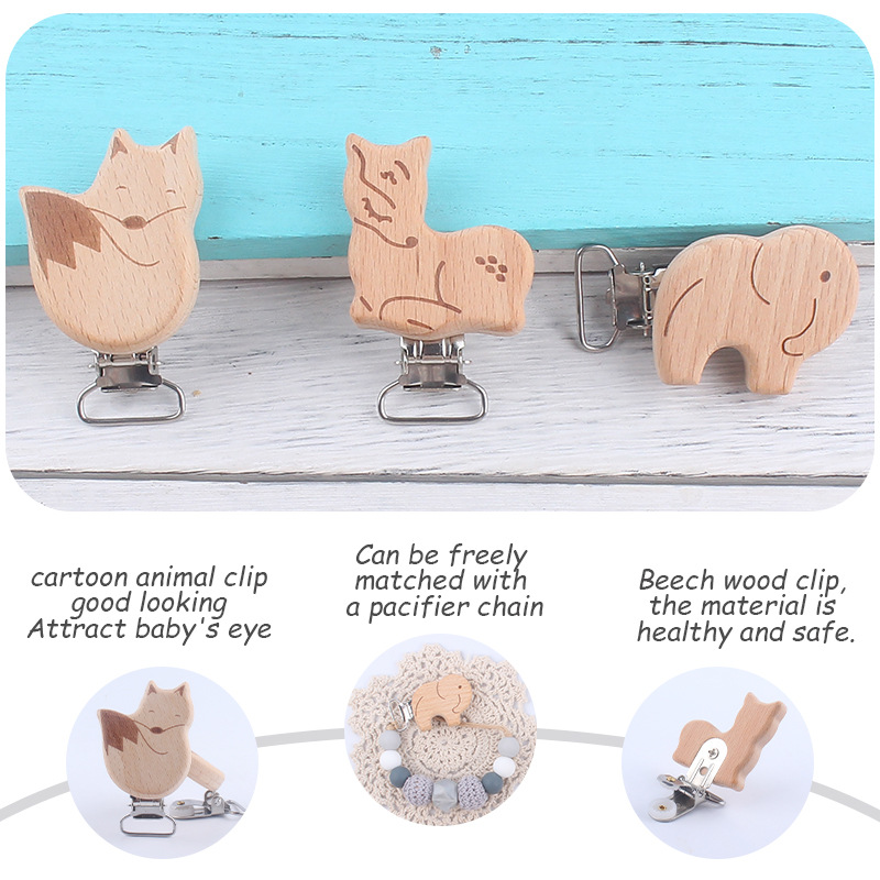 Bebé suministros de dibujos animados animal haya clip bebé creativo elefante forma DIY chupete cadena joyería Accesorios