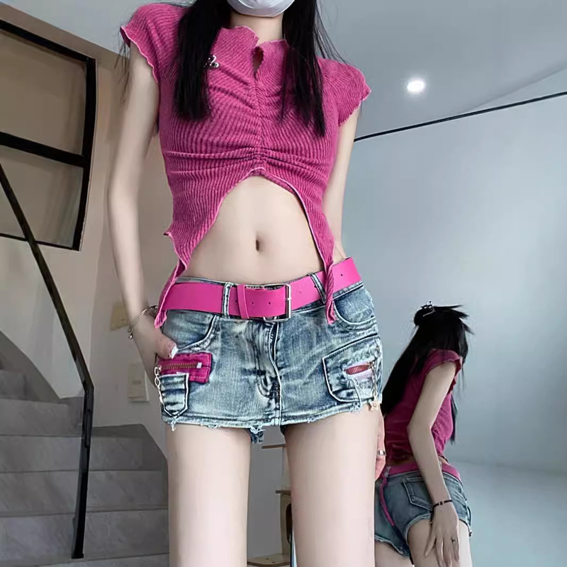 Women's High-Waisted Denim Shorts, Slimming Wide-Leg Hot Pants, Casual Retro Blue Versatile Fashion