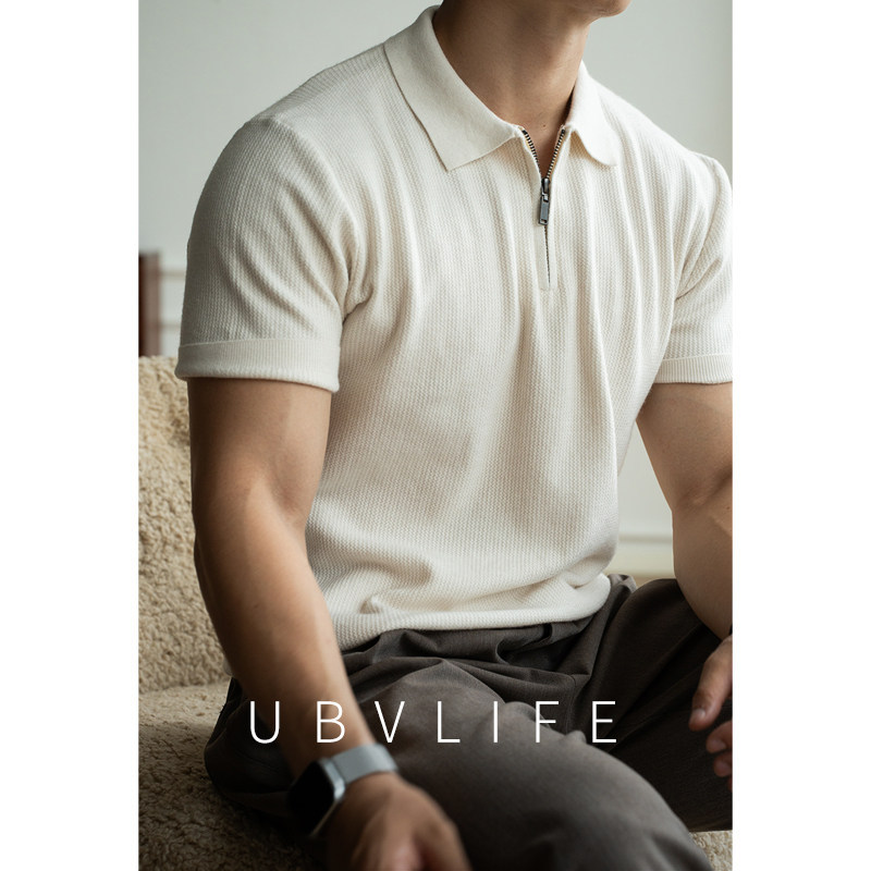 Lyocell Tencel Half-Zip Ribbed Knit Sweater Men's 2026 Autumn Zero-Restriction Skin-Friendly Casual Polo Shirt