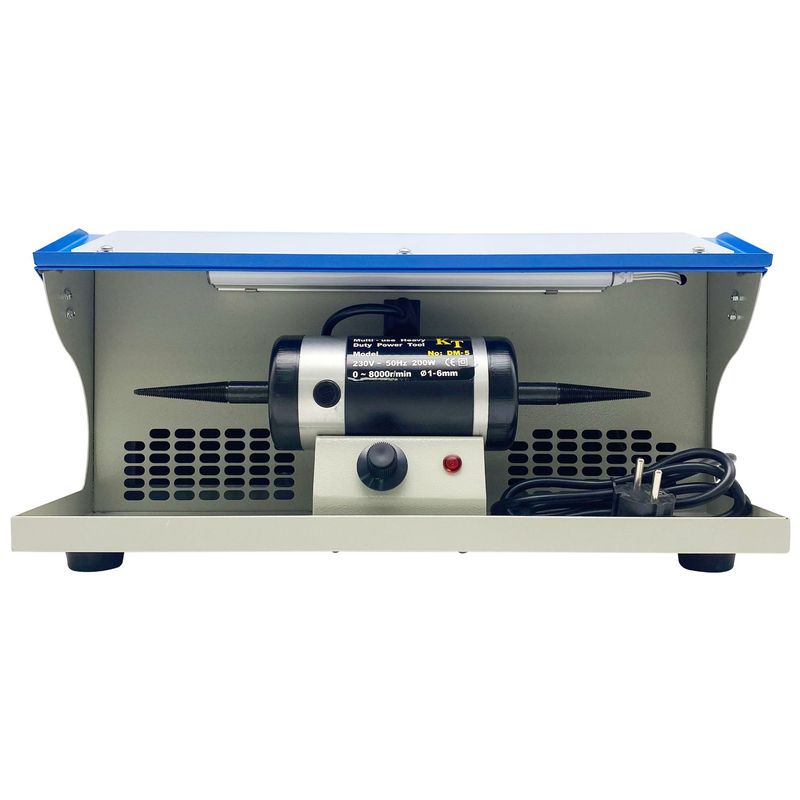 Dm-5 Desktop Double-Head Cloth Wheel Vacuum Grinder Polishing Machine with Light Tube Stepless Speed Adjustment Gold, Silver and Copper Jewelry Polishing Machine