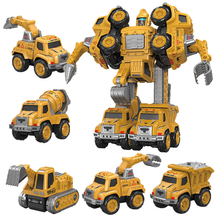 Transfrontière vente chaude déformation voiture de jouet détachable voiture d'ingénierie démontage éducatif assemblage déformation voiture cinq-en-un robot
