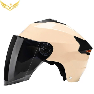 Rechargeable Led Electric Vehicle Motosiklet kaskı (dəbilqə) - beige-tea-mirror