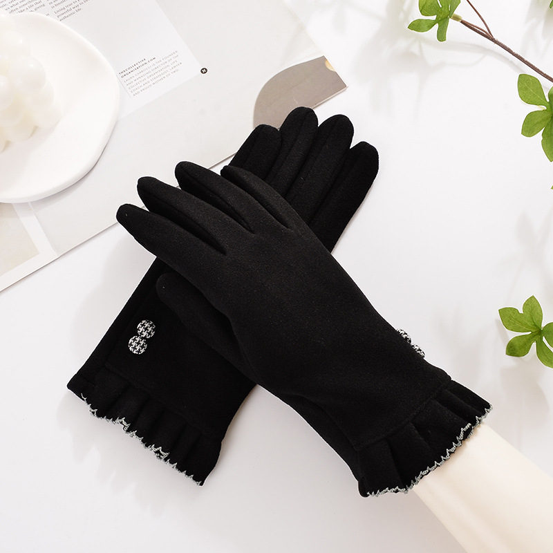 Guantes cálidos de invierno para mujer, para ciclismo y conducción al aire libre, de doble cara, de terciopelo y piel de conejo, a prueba de frío, con pantalla táctil y engrosados para protección solar en verano