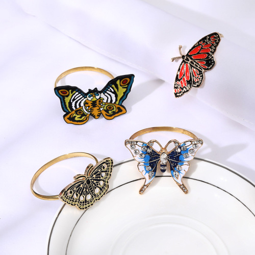 New Colorful Enamel Metal Butterfly Tablecloth Clip, Alloy Tablecloth Ring, Personalized Insect Series Tablecloth Holder