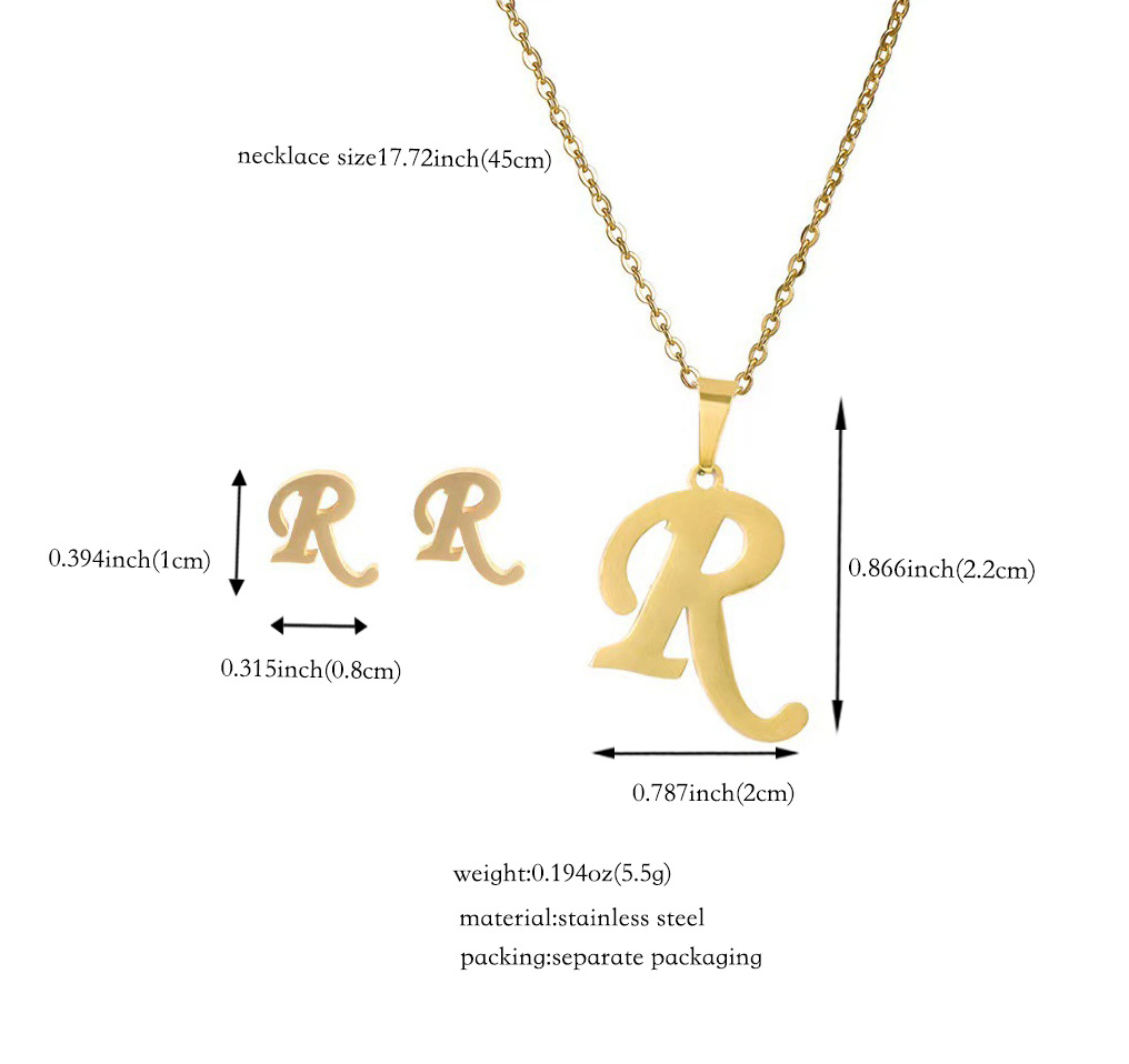 Joyería de titanio, colgante y pendientes unisex, letras inglesas, resistentes al desgaste