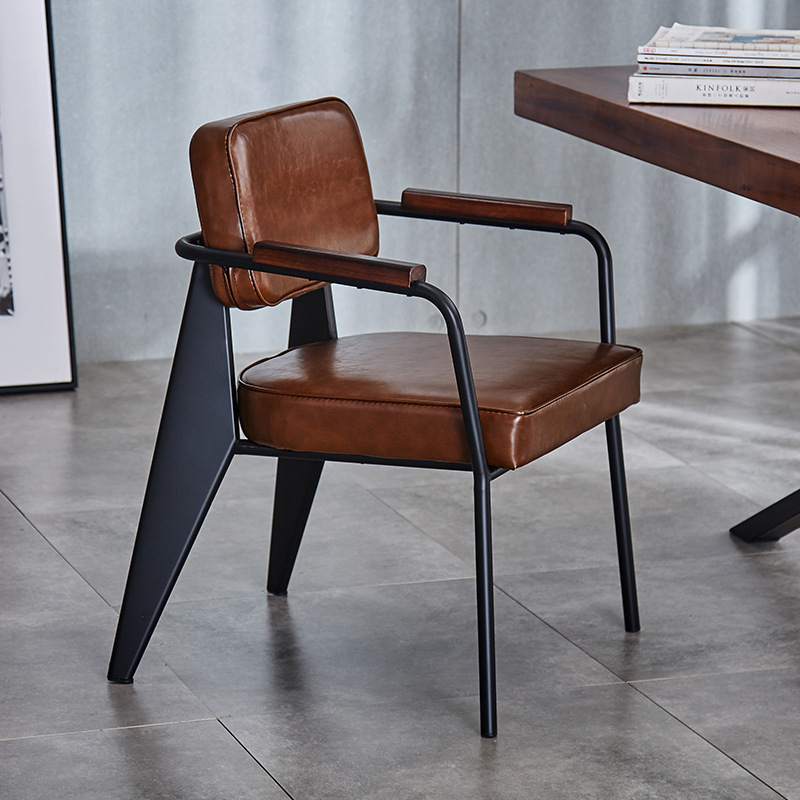 Nordic Industrial Style Antique Bar Iron Thickened Table and Chairs Commercial Retro Coffee Armrest Chair Restaurant Chair