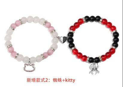 Pink kitty+spider bracelet