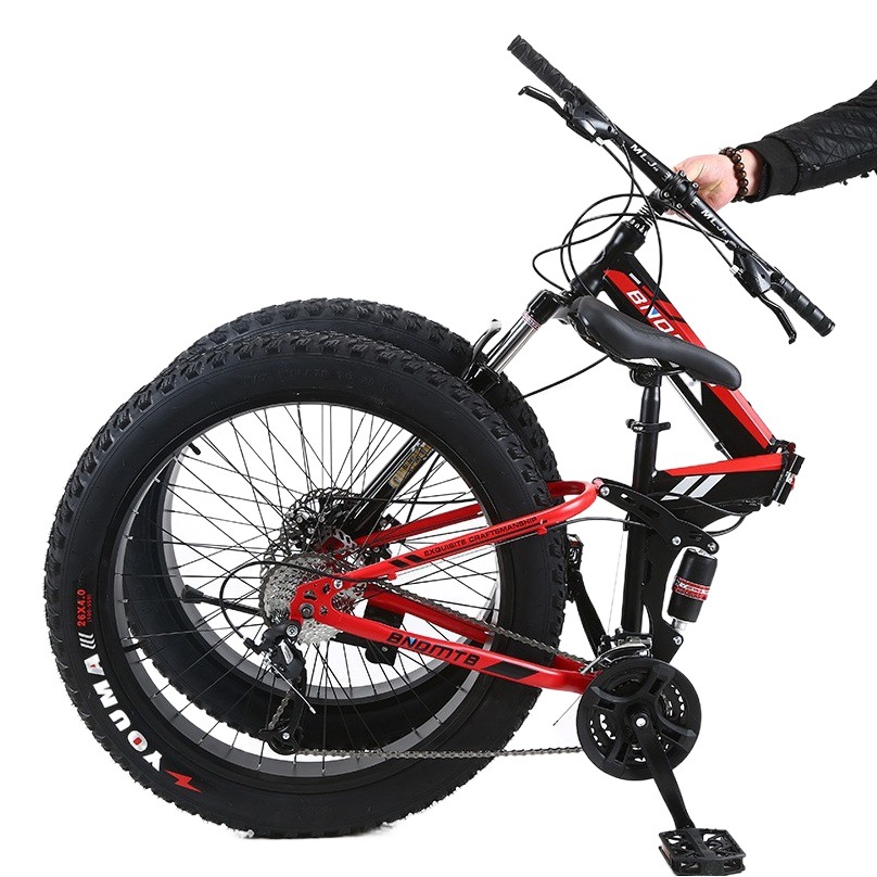 BNQMTB plegable moto de nieve Doble amortiguador de la bicicleta freno de disco de velocidad variable de la bicicleta de cola suave ATV 20 pulgadas Fat Tire Coche