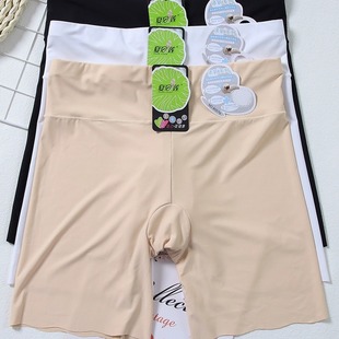 New Xia Xilian 8057 plus size High Waist Belly Tucking Ice Silk Traceless Plus File Anti-running Light Bottoming Pants Two-wear Shorts