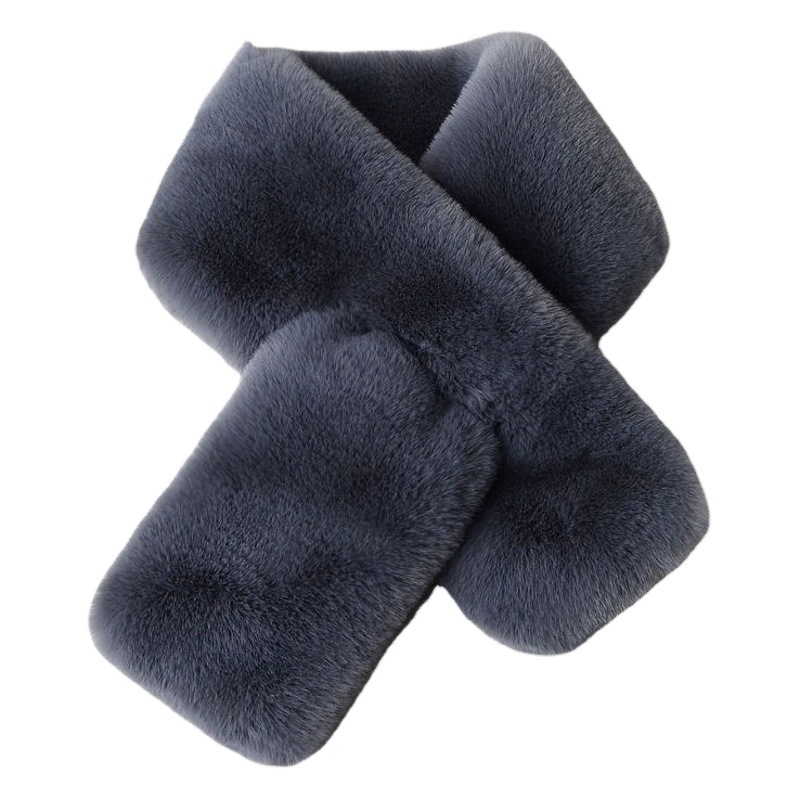Otoño e Invierno imitación de piel de conejo Rex bufanda de felpa color sólido adulto niños bufanda hombres y mujeres bufanda caliente conjunto bufanda