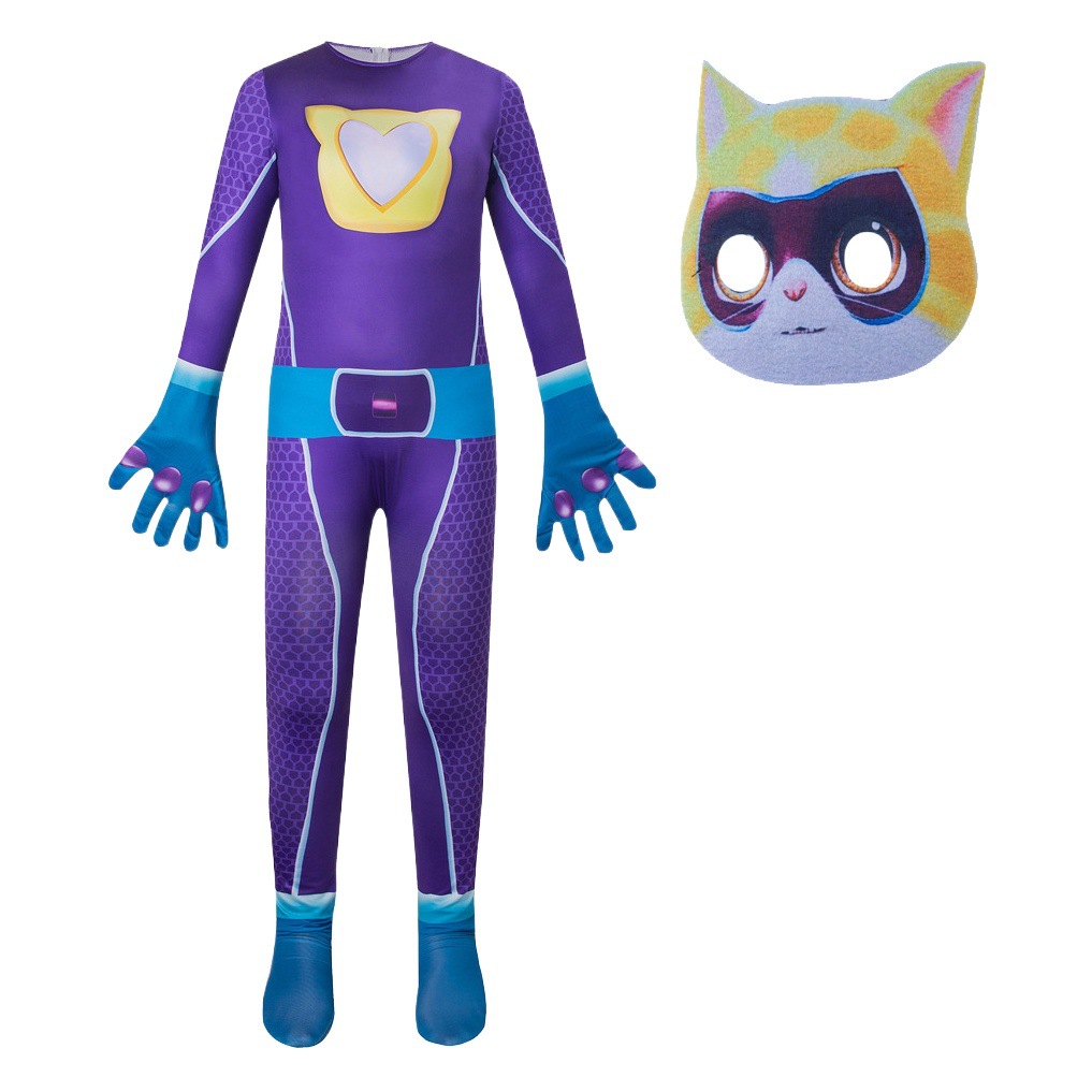 Traje de Halloween de 5SuperKitties, mono de leotardo para actuaciones en escenario, Super Gato