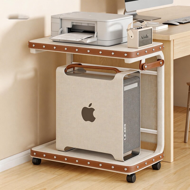 Desktop Computer Host Stand, Movable Desktop Case Holder, Multi-Layer Trolley Storage Rack for Office Desk